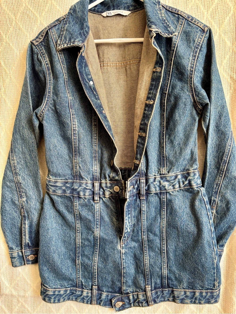 Zara Medium Blue Denim Jacket or Dress with Waist Belt